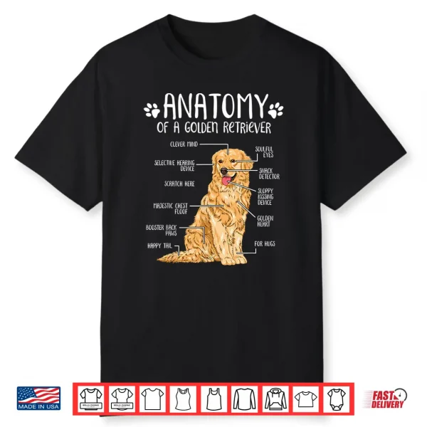Funny Anatomy Golden Retriever Dog Lover Gift Shirt