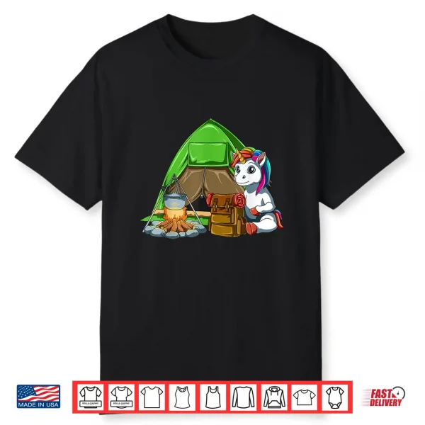 Funny Backpacking Unicorn Hiking And Camping Shirt