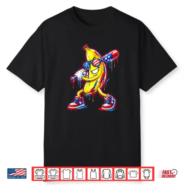 Funny Baseball Drip 4Th Of July Ice Cream Shirt