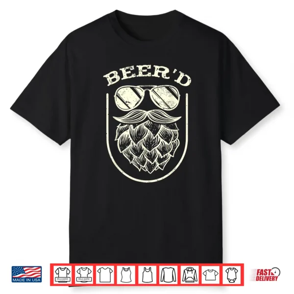 Funny Beer’D   Beard Beer Hops   Craft Beer Drinker Shirt