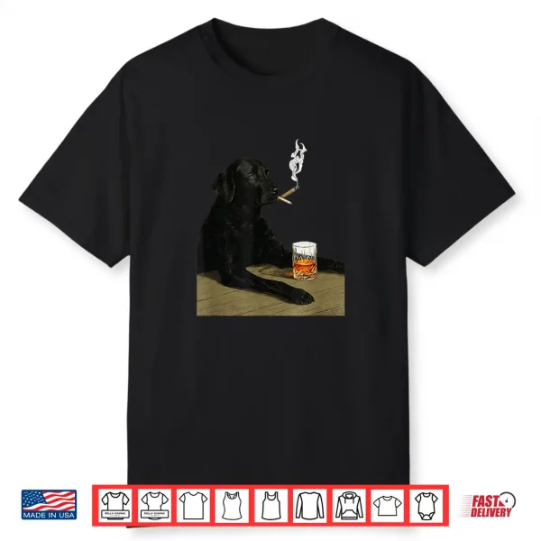 Funny Black Lab Whiskey Cigar Vintage Dog Humor Shirt