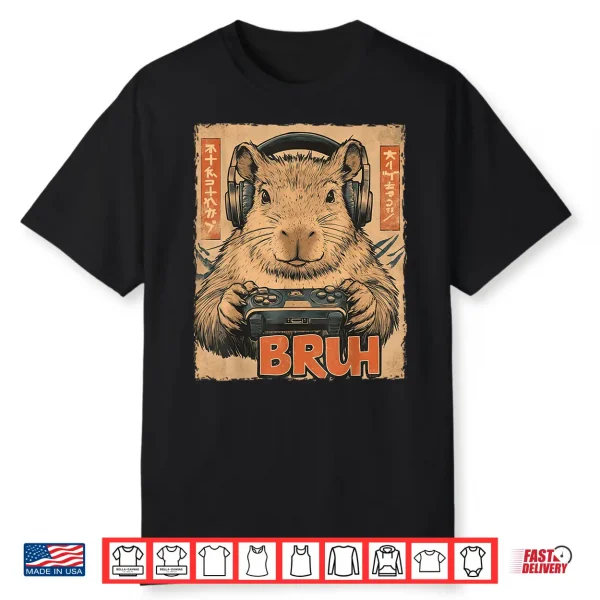 Funny Capybara Bruh Video Games Japanese Anime Manga Kawaii Shirt