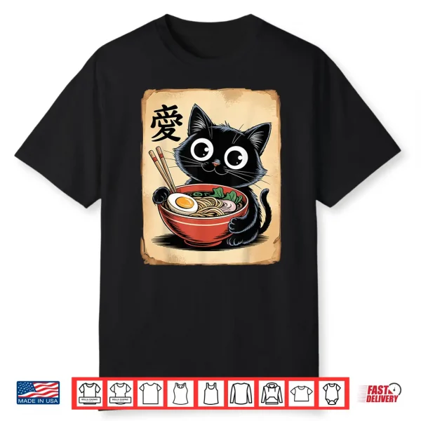 Funny Cat Ramen Japanese Kawaii Anime Cat Men Women Shirt