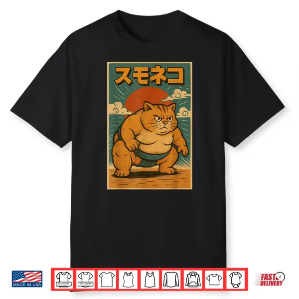 Funny Cat Sumo Wrestler Japanese Art Anime Ukiyo E Graphic Shirt