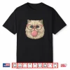 Funny Cat With Pink Glasses & Bubble Gum Retro Vintage Cats Shirt