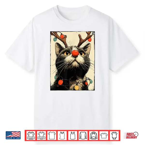 Funny Christmas British Shorthair Cat Holiday Lights Festive Shirt