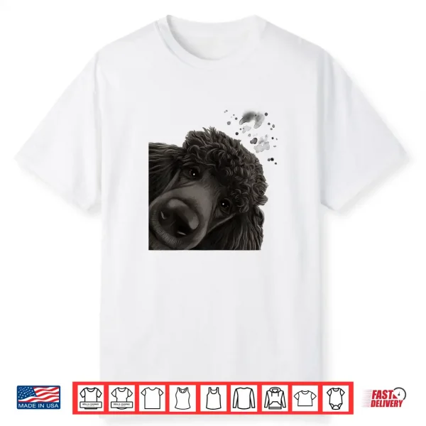 Funny Curious Dog Black Standard Poodle Shirt