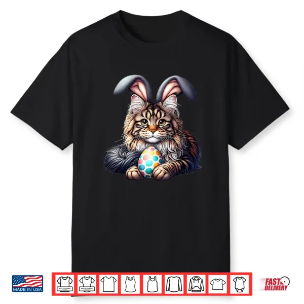 Funny Easter Cute Maine Coon Cats Pets Bunny Rabbits Easter Shirt