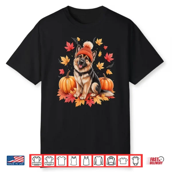 Funny German Shepherd Fall Scarf Autumn Leaves Dog Lovers Shirt