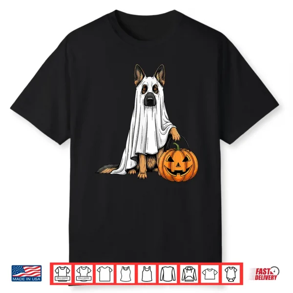 Funny German Shepherd Ghost Pumpkin Spooky Dog Lover Shirt