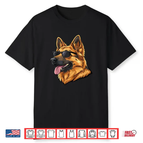 Funny German Shepherd Illustration Vintage Dogs Pets Animals Shirt