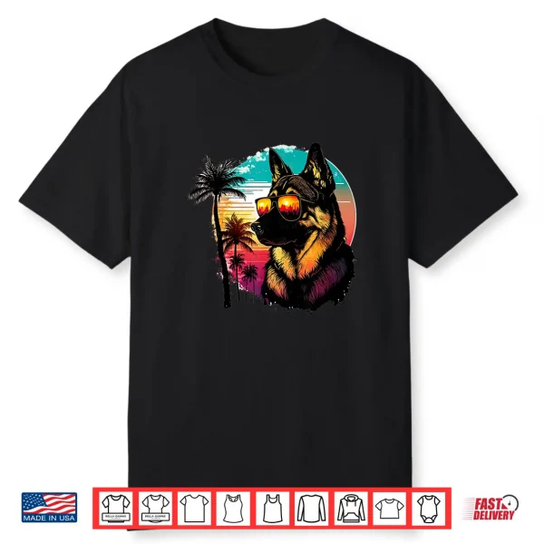 Funny German Shepherd Dog Sunglasses Sunset Vintage Shirt