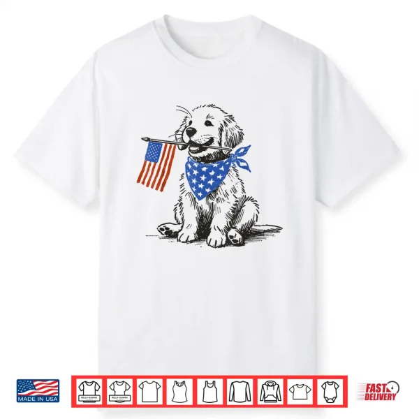 Funny Golden Retriever American Flag Bandana 4Th Of July Shirt