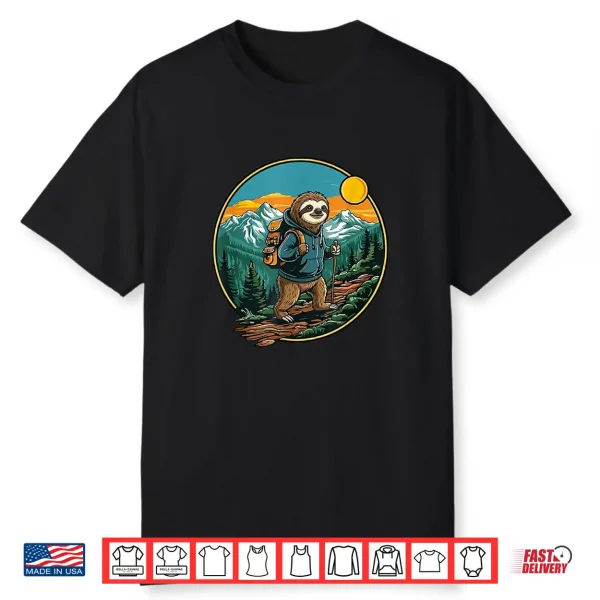 Funny Hiking Camping Sloth Backpacking Slow Hiker Adventure Shirt