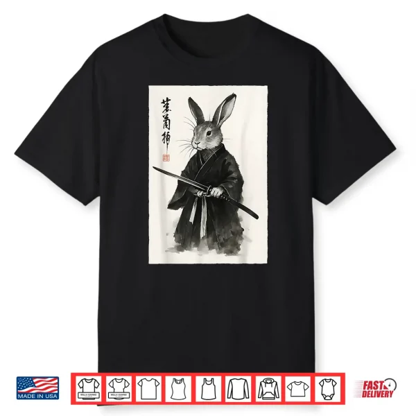 Funny Japanese Anime Manga Style Martial Arts Samurai Rabbit Shirt