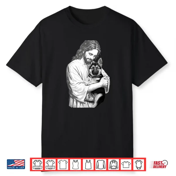 Funny Jesus German Shepherd Christian Dog Lover Graphic Shirt