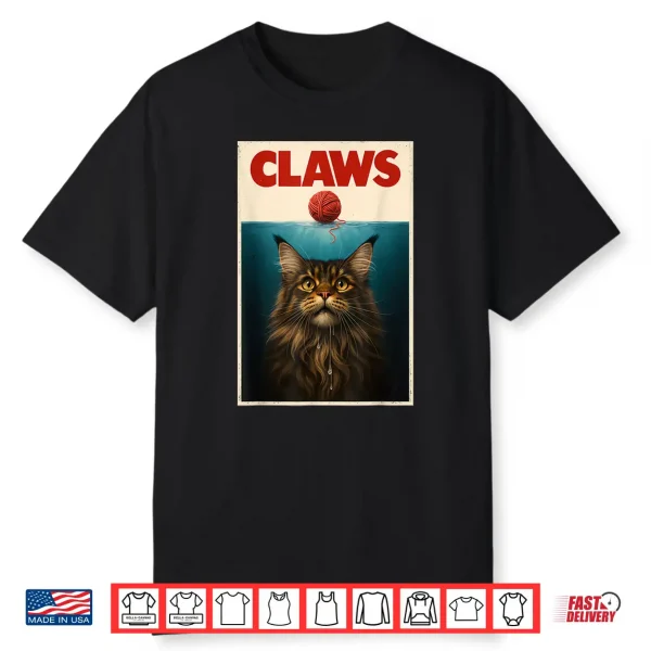 Funny Maine Coon Cat Claws Yarn Ball Top Kitten Shirt For Men Women Kids
