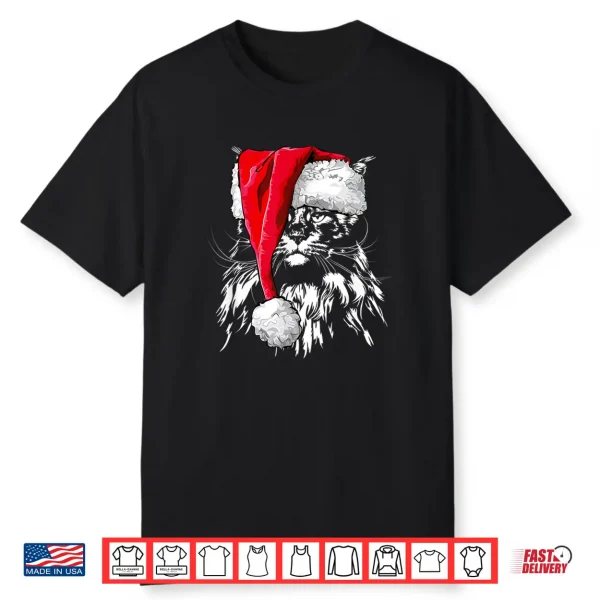 Funny Maine Coon Santa Christmas Cat Mom Gift Present Shirt