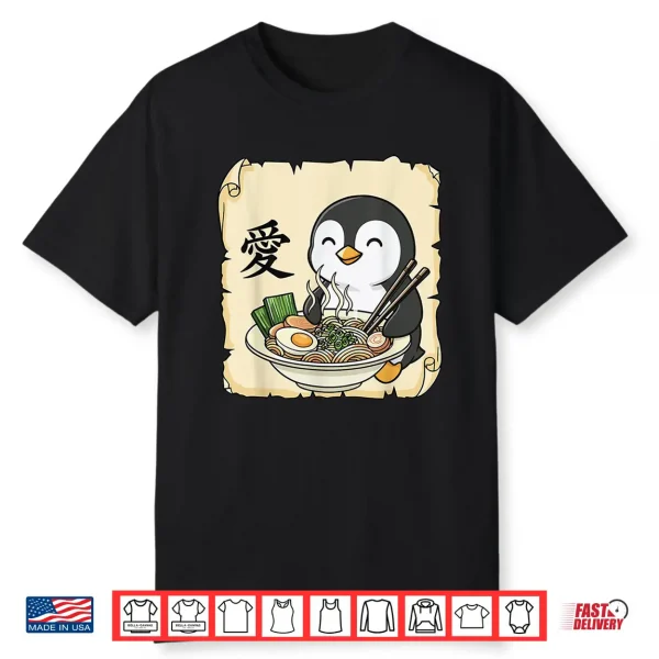 Funny Penguin Ramen Kawaii Anime Japanese Graphic Women Men Shirt