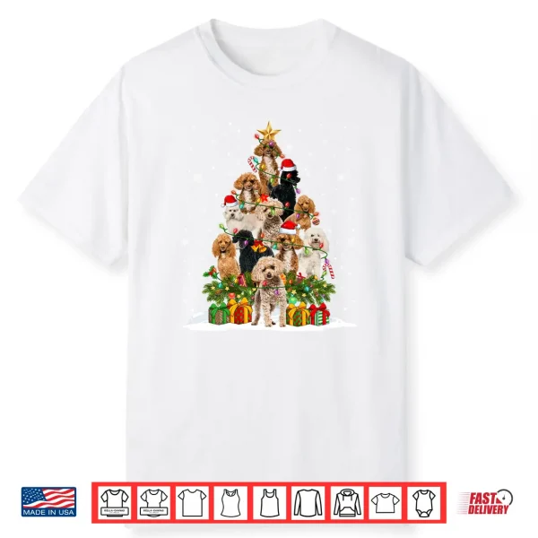 Funny Poodle Dog Christmas Tree Lights Christmas Xmas Pjs Shirt