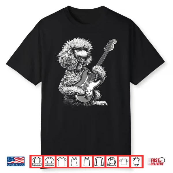 Funny Poodle Dog Playing Electric Guitar Rock Dog Dad Shirt