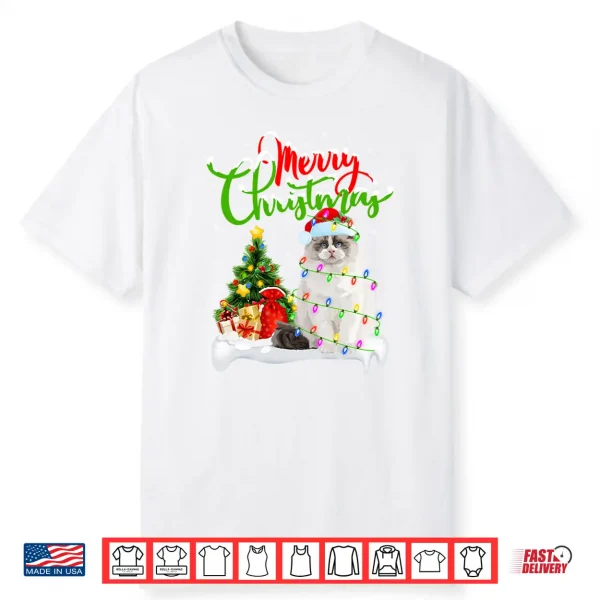 Funny Ragdoll Cat Lover Xmas Lighting Ragdoll Cat Christmas Shirt
