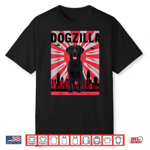 Funny Retro Japanese Dogzilla Black Labrador Retriever Shirt