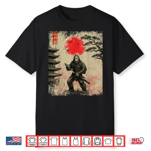 Funny Samurai Bigfoot Japanese Art Graphic Tee Anime Gifts Shirt