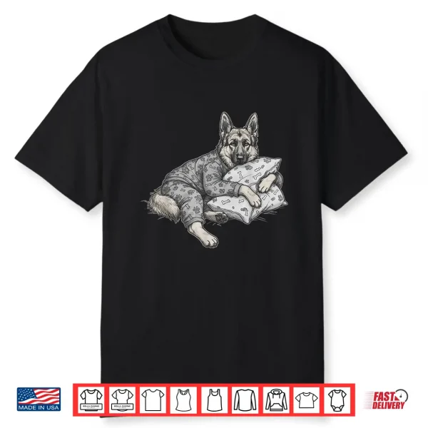 Funny Sleepy German Shepherd Dog Pajama Gsd Shirt