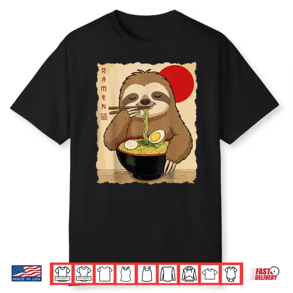 Funny Sloth Ramen Kawaii Anime Japanese Graphic Women Men Shirt