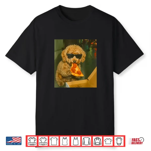 Funny Toy Poodle Eating Pizza Dog Meme Retro Shirt