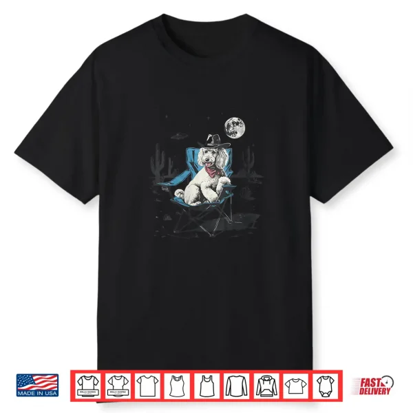Funny Ufo Alien Cowboy Poodle Retro Western Dog Mom Dad Shirt