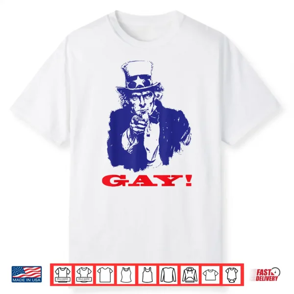 Funny Uncle Sam Griddy Say Gay Lgbt Gay Ally Pride Month Shirt