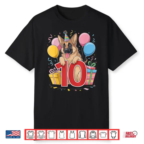 Gsd Dog Tenth Birthday Ten Years Old German Shepherd Shirt