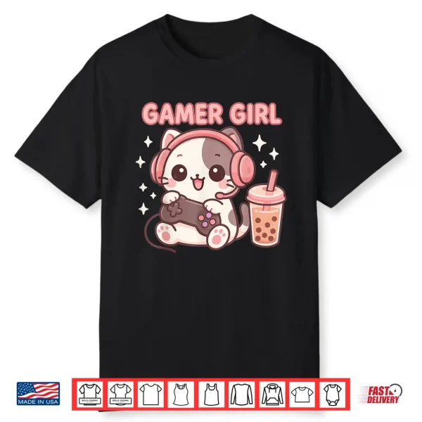 Gamer Girl Cat Shirt