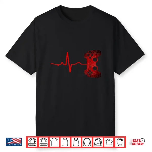 Gamer Heartbeat Video Games E Sports Fan Gift Boys Teens Men Shirt