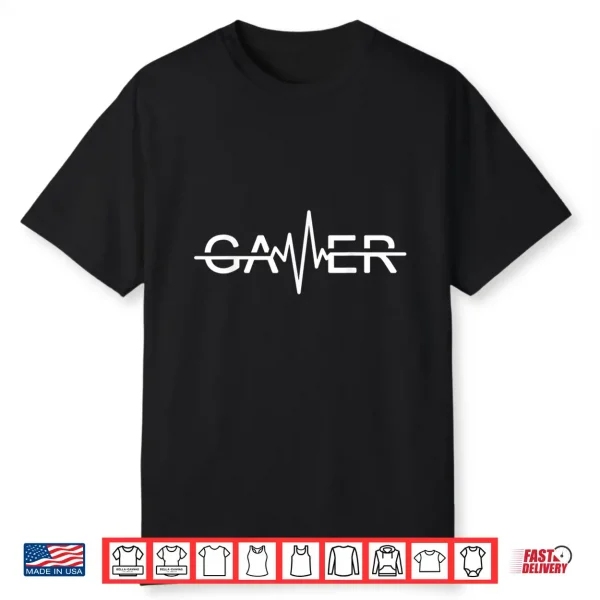 Gamer Heartbeat Video Games Graphic Shirt