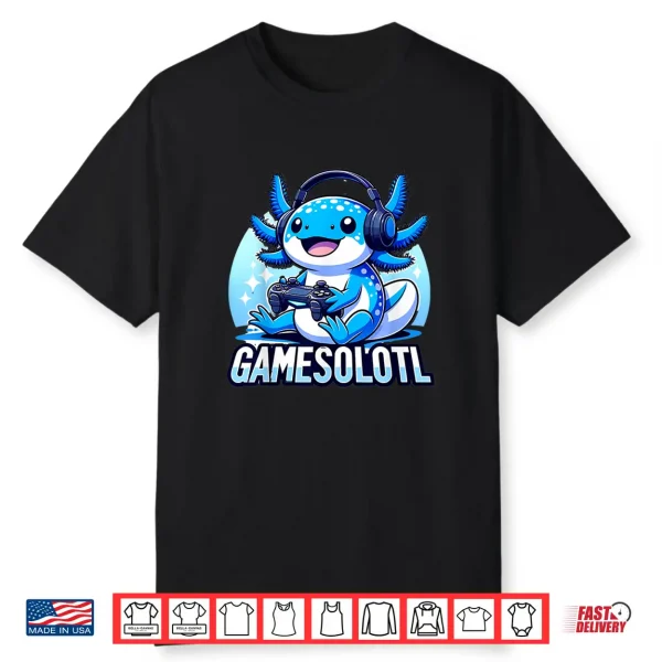 Gamesolotl Axolotl Gamer Kawaii Anime Kids Shirt