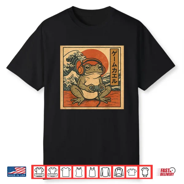 Gaming Frog Art Ukiyo E Japanese Gamer Anime Men Women Boys Shirt