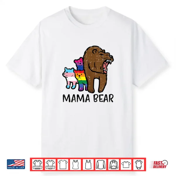 Gay Ally Mama Bear Lgbt Flags Rainbow Pride Month Mom Women Shirt