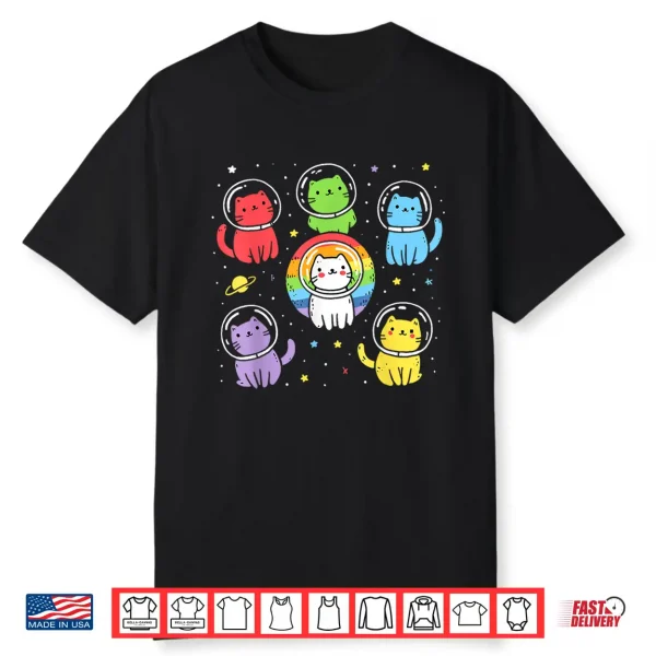 Gay Cats In Space Rainbow Pride Month Lgbt Ally Shirt