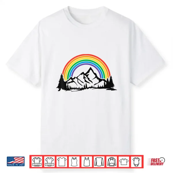 Gay Pride Hiking Camping Backpacking Outdoor Retro Lgbt Shirt