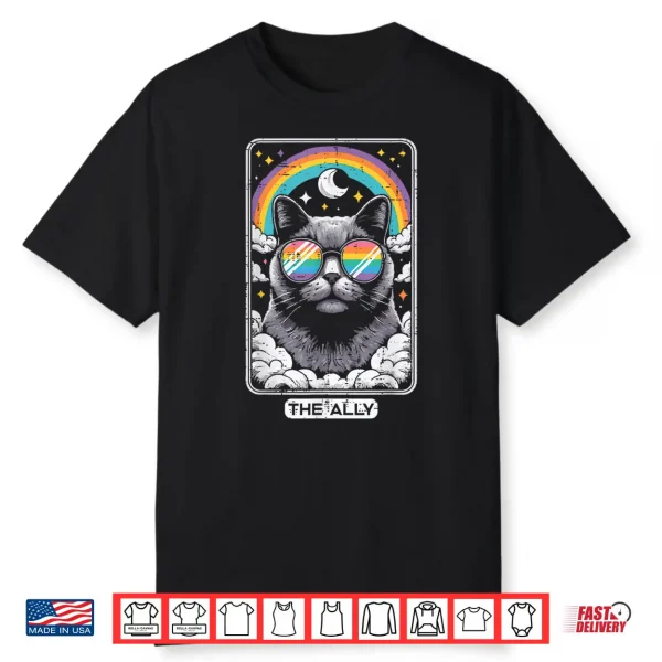 Gay Pride Month Cat Card The Ally Lgbtq Rainbow Men Women Shirt