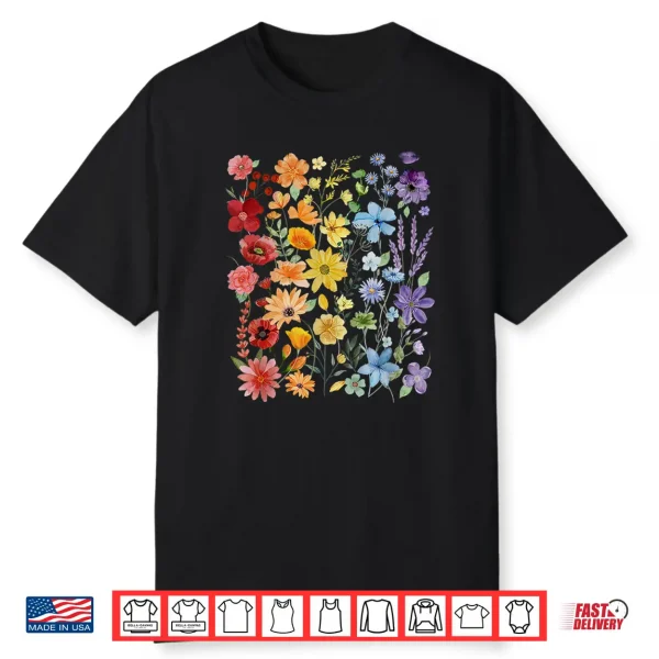 Gay Pride Subtle Wildflowers Lgbtq Month Rainbow Flowers Shirt