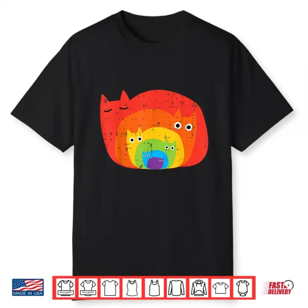 Gay Rainbow Cats In Cats Lgbt Flag Pride Month Men Women Shirt