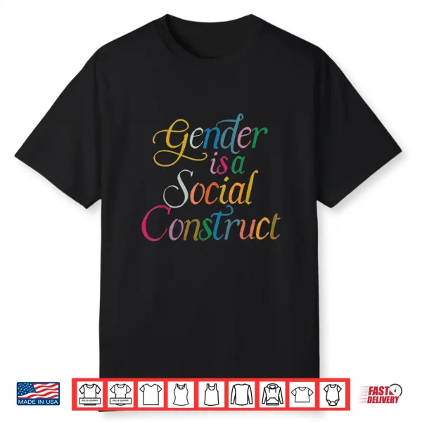 Gender Is A Social Construct Queer Non Binary Library Pride Shirt