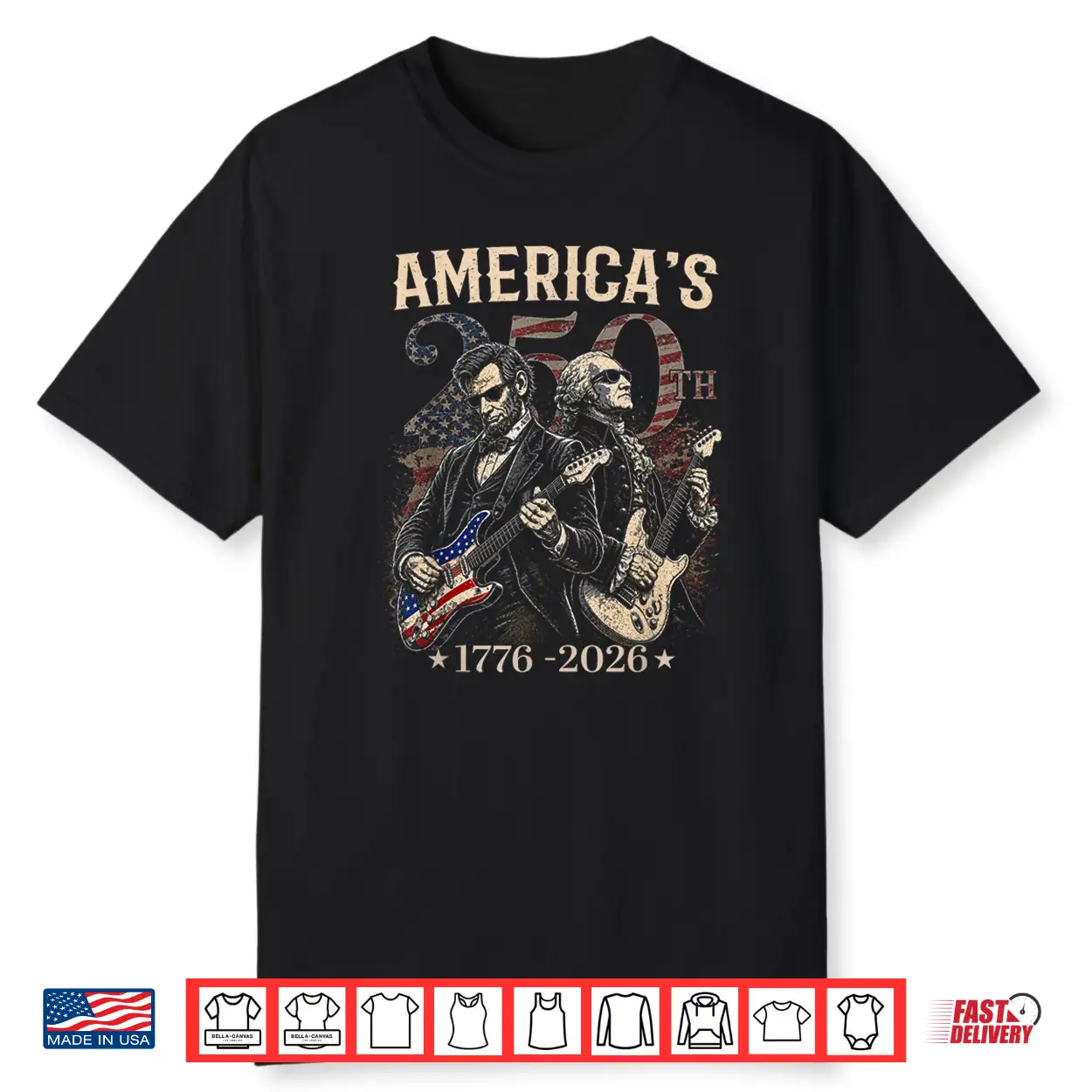 George Washington Lincoln Playing Guitar Abe Lincoln 250Th Shirt George Washington Lincoln Playing Guitar Abe Lincoln 250Th Shirt