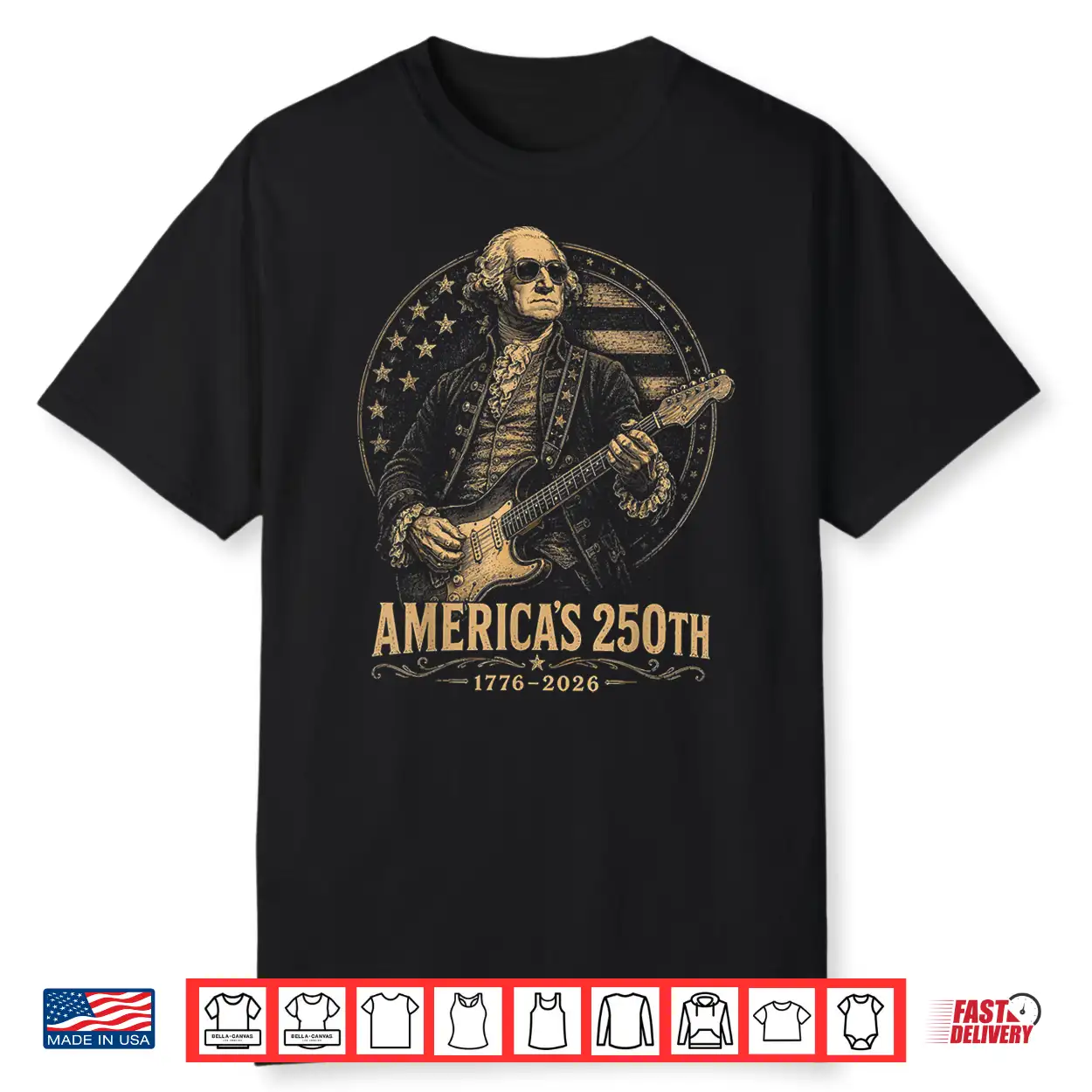 George Washington Playing Guitar 4Th July 250Th Anniversary Shirt George Washington Playing Guitar 4Th July 250Th Anniversary Shirt