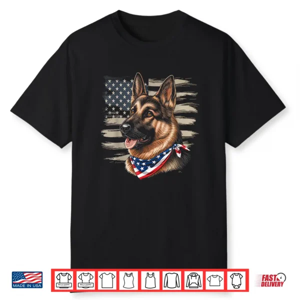 German Shepherd American Flag Dog Patriotic Pet Shirt