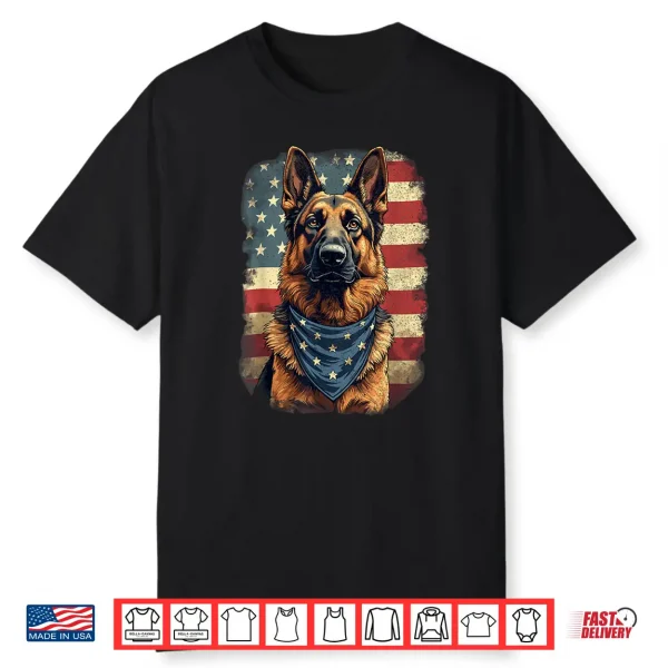German Shepherd & American Flag Patriotic German Shepherd Shirt